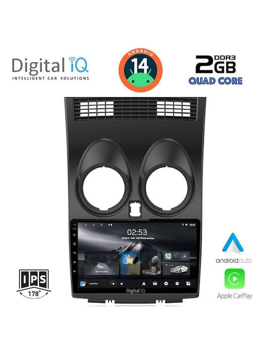 Digital IQ Car Audio System for Nissan Qashqai 2007-2014 (Bluetooth/USB/AUX/WiFi/GPS/Apple-Carplay/Android-Auto) with Touch Screen 9"