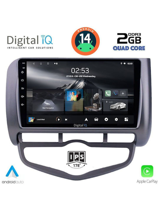 Digital IQ Car Audio System for Honda Jazz 2002-2008 with Clima (Bluetooth/USB/AUX/WiFi/GPS/Apple-Carplay/Android-Auto) with Touch Screen 9"