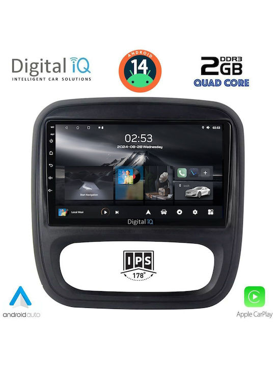 Digital IQ Car Audio System for Opel Vivaro Renault Trafic Nissan NV300 2014 (Bluetooth/USB/AUX/WiFi/GPS/Apple-Carplay/Android-Auto) with Touch Screen 9"