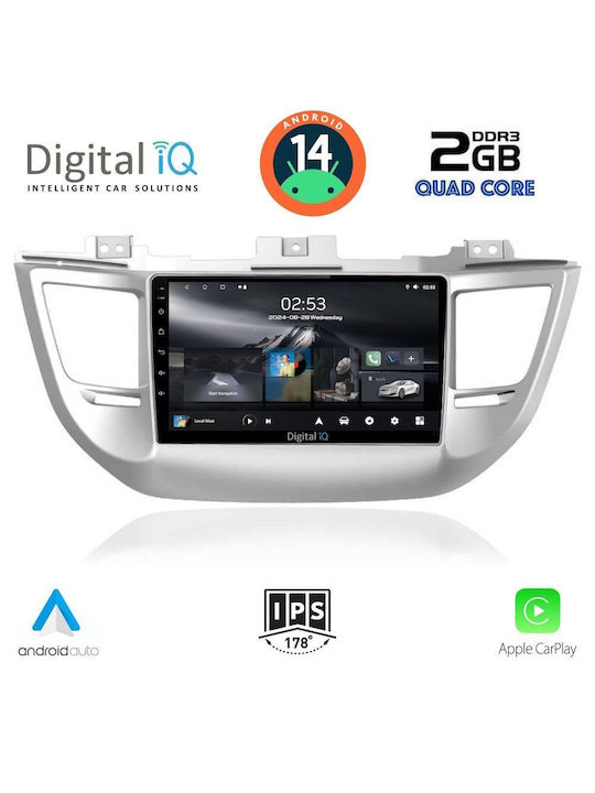 Digital IQ Car-Audiosystem für Hyundai Tucson 2015-2019 (Bluetooth/USB/AUX/WiFi/GPS/Apple-Carplay/Android-Auto) mit Touchscreen 9"