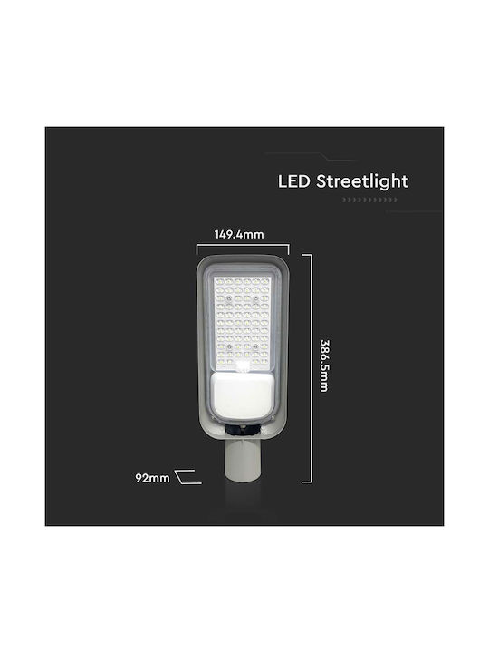 V-TAC Εξωτερικό Φωτιστικό LED Δρόμου 50W με Φυσικό Λευκό Φως IP65 Γκρι