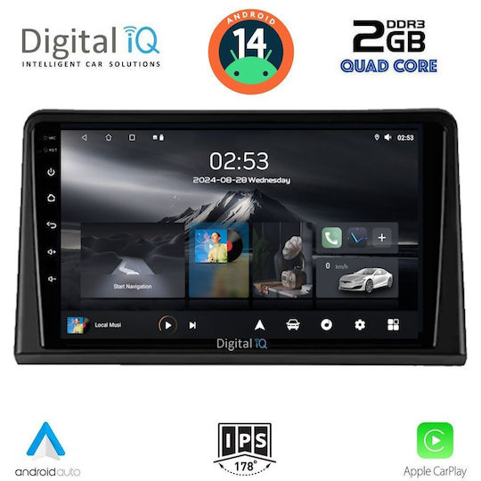 Digital IQ Sistem Audio Auto pentru Renault Expres 2020 (Bluetooth/USB/WiFi/GPS/Apple-Carplay/Android-Auto) cu Ecran Tactil 9"