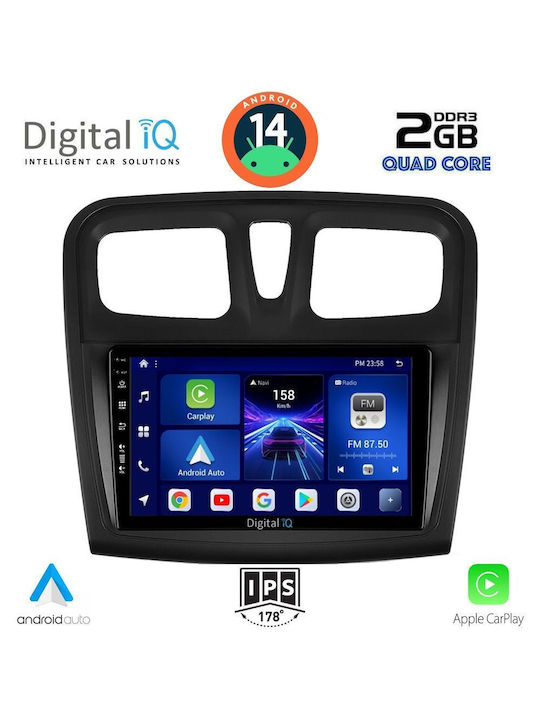 Digital IQ Car Audio System for Dacia Logan / Sandero 2012-2019 (Bluetooth/USB/AUX/WiFi/GPS/Apple-Carplay/Android-Auto) with Touch Screen 9"