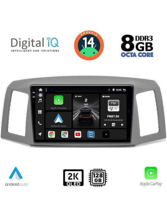 Digital IQ Car-Audiosystem für Jeep Großer Cherokee 2005-2007 (Bluetooth/USB/AUX/WiFi/GPS/Apple-Carplay/Android-Auto) mit Touchscreen 10"