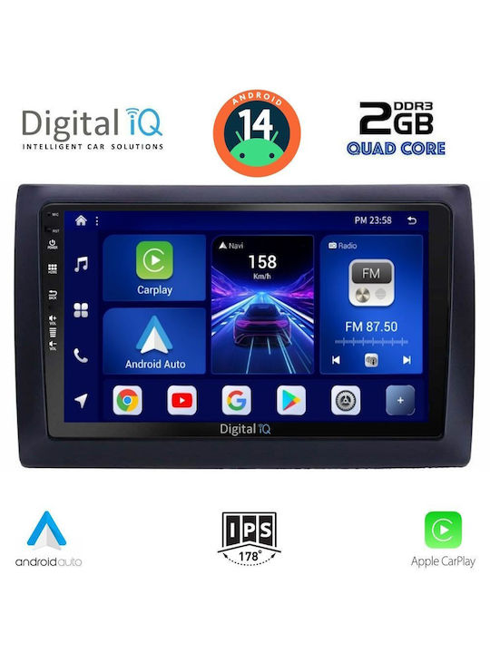 Digital IQ Car Audio System for Fiat Stilo 2001-2007 (Bluetooth/USB/AUX/WiFi/GPS/Apple-Carplay/Android-Auto) with Touch Screen 9"