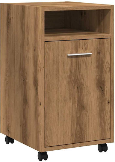 vidaXL Office Storage Cabinet Wooden with Wheels Brown 33x38x60cm
