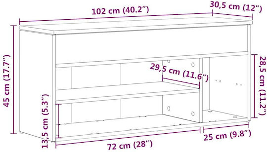 Έπιπλο Εισόδου με Παπουτσοθήκη Γκρι Sonoma 102x30.5x45εκ.
