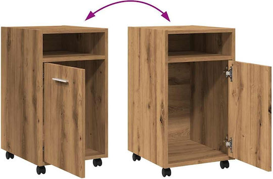 vidaXL Office Storage Cabinet Wooden with Wheels Brown 33x38x60cm