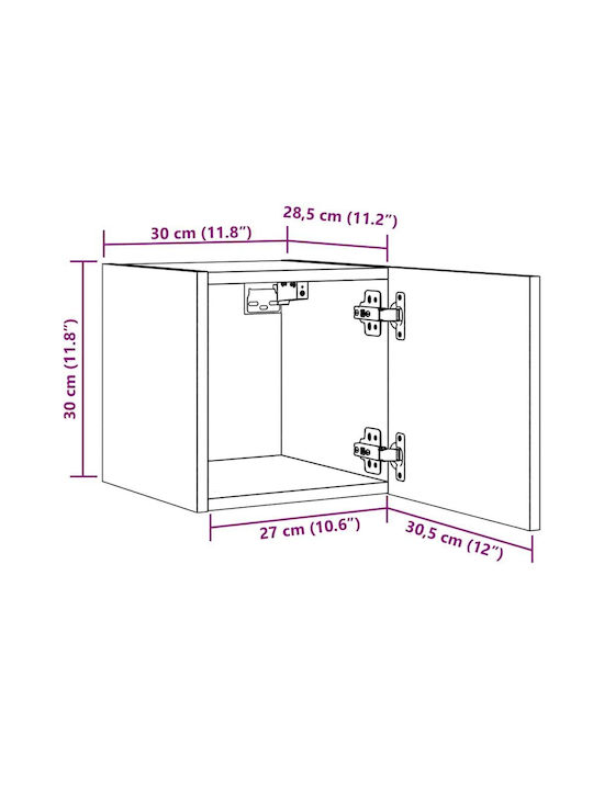 Wall Mounted Living Room Cabinet made of Particle Board Brown 30.5x30x30cm
