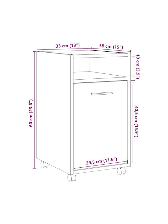 Office Storage Chipboard Cabinet Coffee L33xW38xH60cm