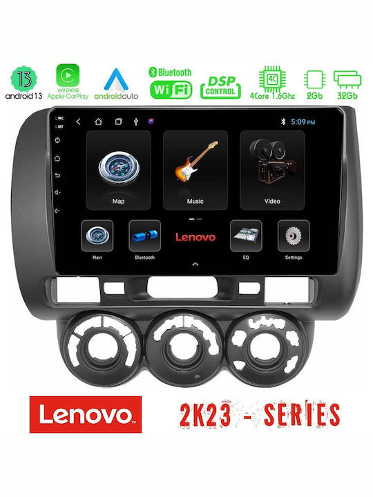 Lenovo Ηχοσύστημα Αυτοκινήτου για Honda Jazz 2002-2008 με A/C (Bluetooth/USB/WiFi/GPS/Apple-Carplay/Android-Auto) με Οθόνη Αφής 9"