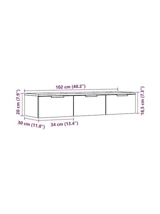 Έπιπλο Τηλεόρασης Καφέ Μ102xΠ30xΥ20cm