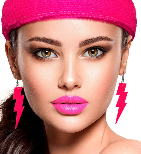 Cercei Accesorii "Cercei Fulger Neon Roz Anii '80"