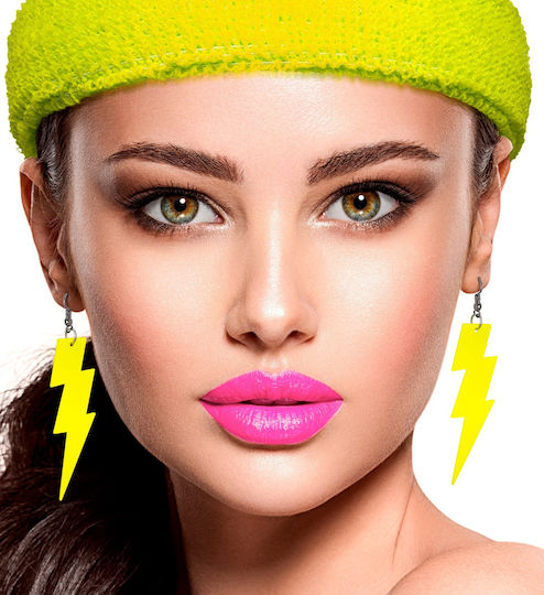 Αξεσουαρ Σκουλαρικια " 80s Neon Yellow Thunder Earrings"