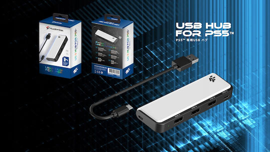 Ps5 Usb Hub 3x Usb-a 1x Usb-c Led Flashfire Ahub155 Detachable Cable