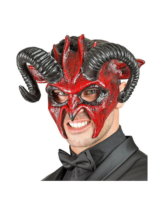 Masca Diavolului Commedia Dell'arte Roșie Deluxe Masca Diavolului Commedia Dell'arte Roșie Deluxe