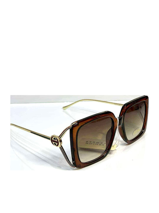 Woman's Fashion Women's Sunglasses with Brown Frame and Brown Gradient Lens G-89