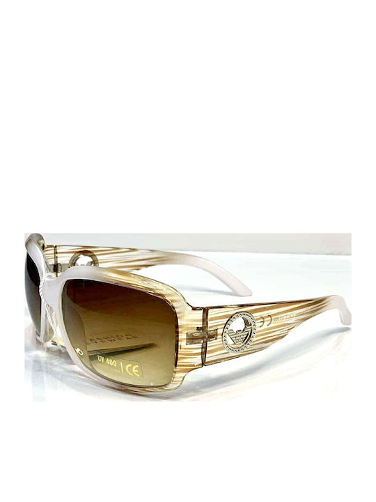 Woman's Fashion Women's Sunglasses with Transparent Plastic Frame and Brown Gradient Lens G-95