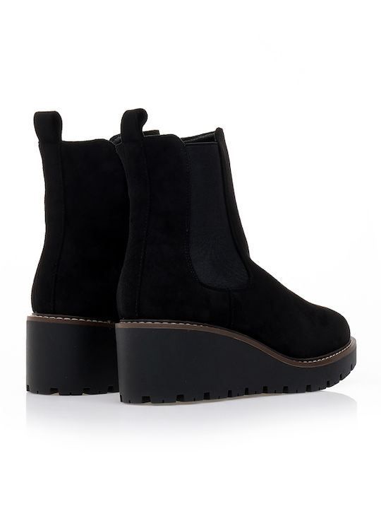 Wildleder Stiefeletten Damen Schwarz