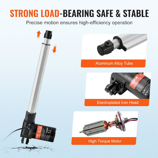Vevor Linear Actuator 12V 12 Inch Heavy Duty 1320lbs/6000N 0.19 Inch/S Ip44 Protection