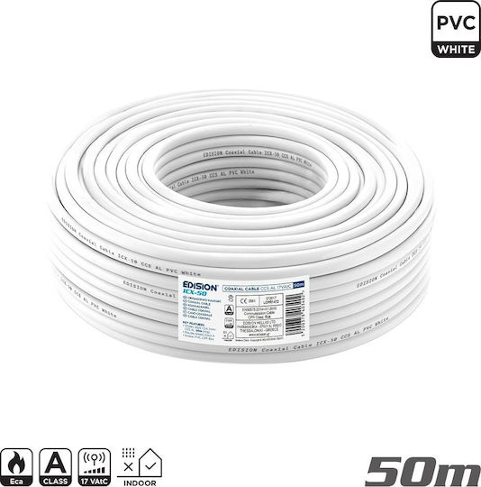 Edision Καλωδιο Coaxial Icx-50 Ccs Al Eca Pvc Λευκό 50m