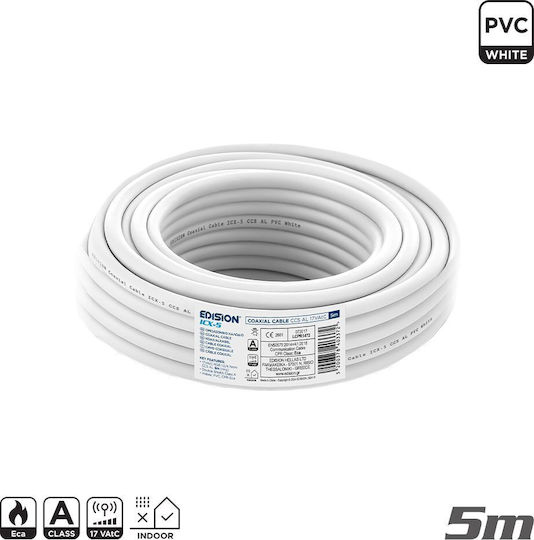 Edision Coaxial Cable Icx-5 Ccs Al Eca Pvc White 5m