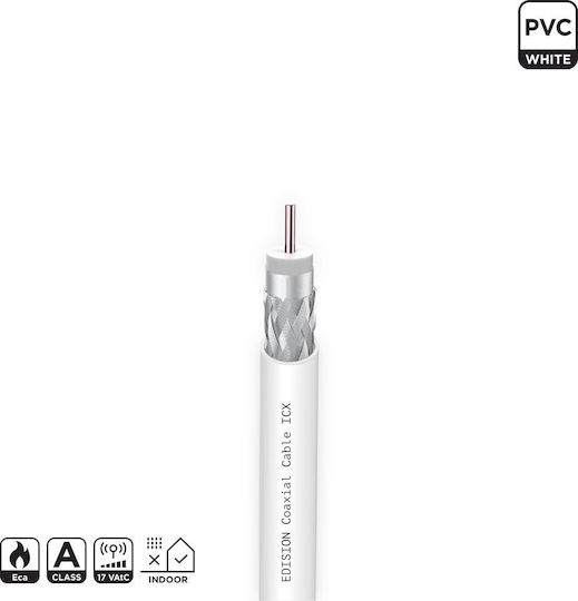 Edision Καλωδιο Coaxial Icx-50 Ccs Al Eca Pvc Λευκό 50m