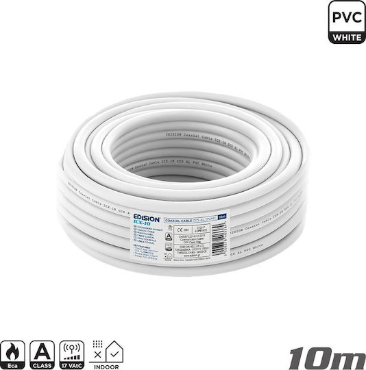 Cablu coaxial Edision Icx-10 Ccs Al Eca PVC alb 10m
