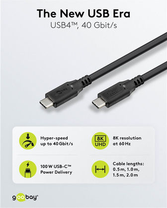 Goobay USB 3.0 Cable USB-C Male - USB-C 100W PD Black 2m 74193
