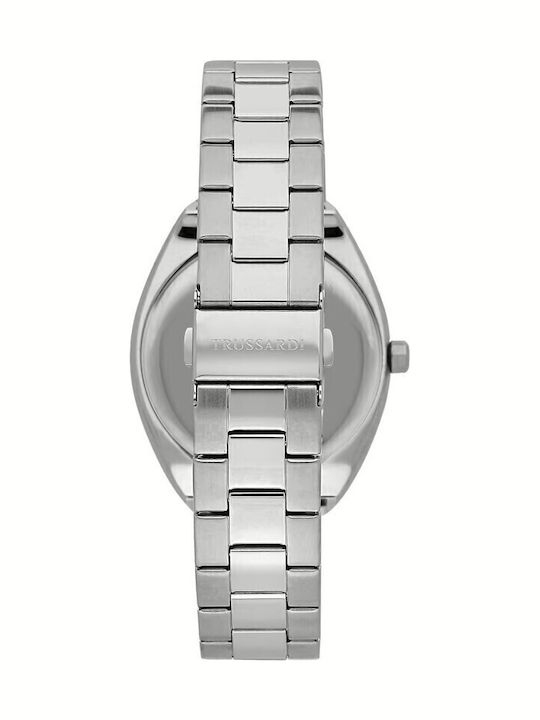 Trussardi Metropolitan Ανδρικό Ρολόι Μπαταρίας με Ασημί Μεταλλικό Μπρασελέ