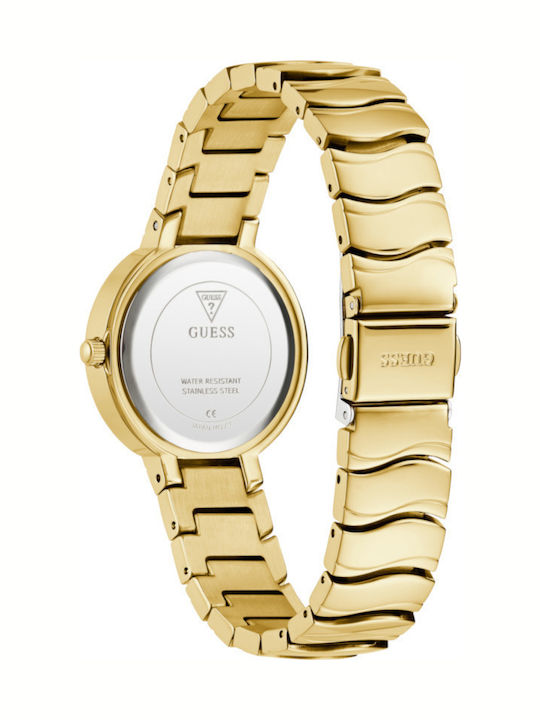 Guess Γυναικείο Ρολόι 30mm Χρονογράφος Μπαταρίας με Χρυσό Μεταλλικό Μπρασελέ