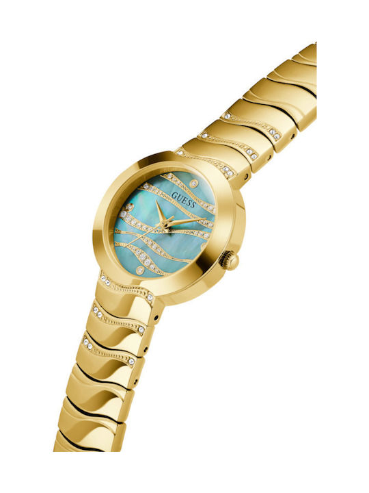 Guess Γυναικείο Ρολόι 30mm Χρονογράφος Μπαταρίας με Χρυσό Μεταλλικό Μπρασελέ