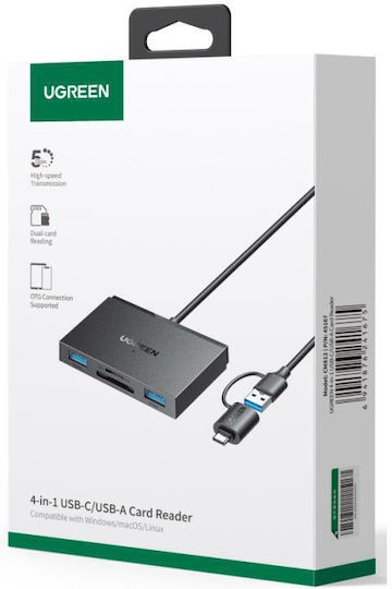 Ugreen Card Reader Type-C για SD/microSD Γκρι