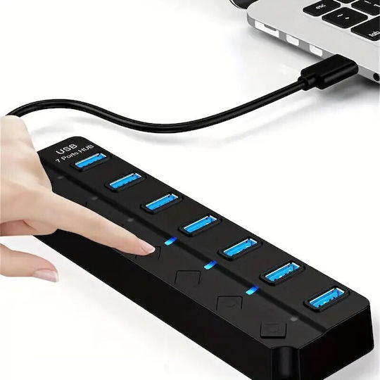 USB Hub 7 Ports USB 3.0 with USB-A Connection Gray