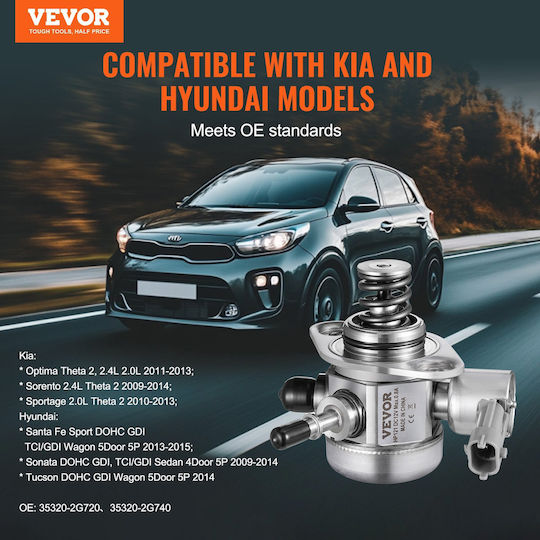 Vevor High-Pressure Fuel Pump 50-80 L H Flow Rate 0.5 Mpa Pressure Kia Hyundai Santa 35320-2g720 35320-2g740