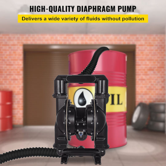 Vevor Air-operated Double Diaphragm Pump Inlet & Outlet 2 Inches Aluminum Alloy Body 75 Gpm & Max 120 Psi Nitrile Diaphragm Transfer Pump Diesel Oil Low Viscosity Liquids