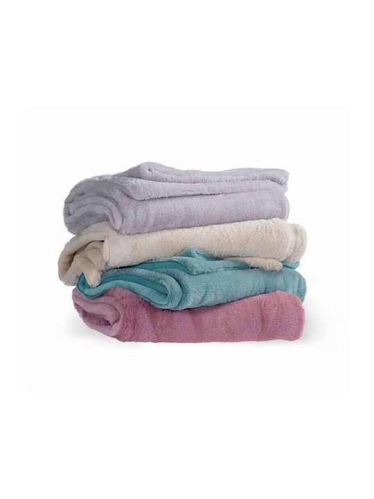 Nef-Nef Homeware Κουβέρτα Αγκαλιάς & Λίκνου Rabbit Fleece Γαλάζια 80x110εκ.