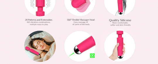 SMD Vibrator Wand, Ασύρματος Κλειτοριδικός δονητής, 20 Vibrations & 8 intensities, Pink