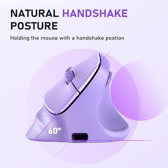 Meetion MT-BTM010R Wireless Ergonomic Mouse Purple