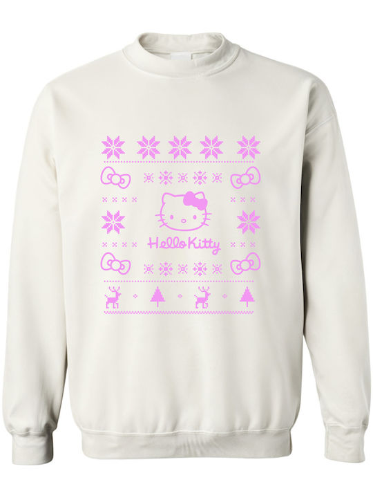 Pulover Urât de Crăciun Hello Kitty Cultura Pop P005691308 Alb