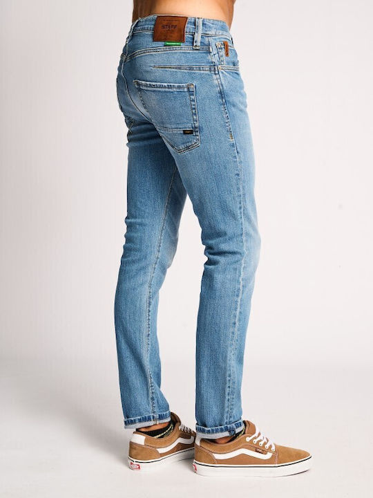 Simon Pantaloni Jeans pentru Bărbați Elastic cu Croială Slim Straight Blue