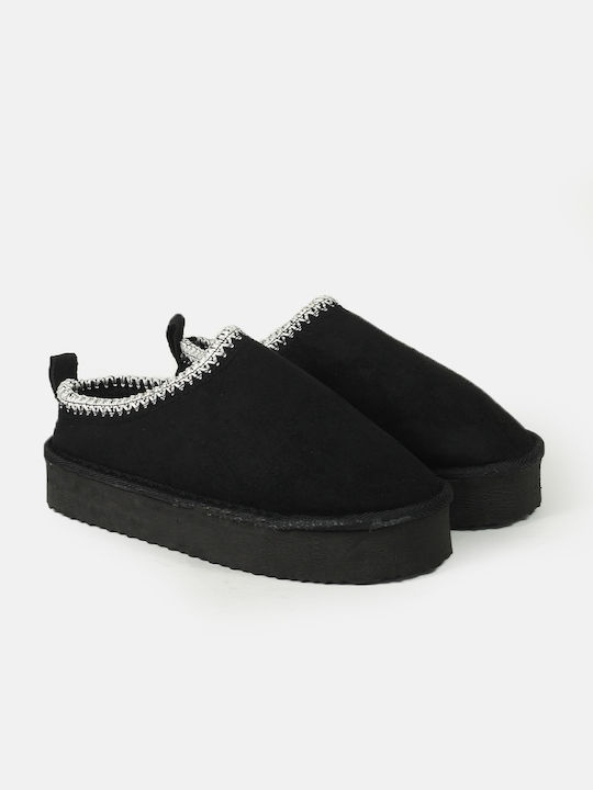 InShoes Winter Women's Slippers with fur in Black color