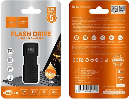 Hoco UD6 Intelligent 64GB USB 2.0 Stick Negru