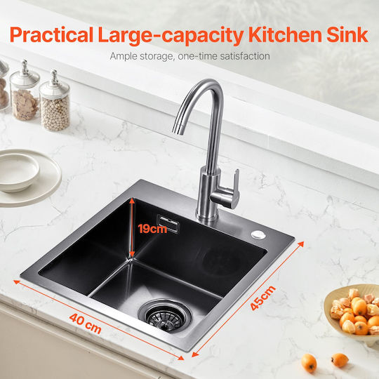Vevor QRSSCTSPDC40Y87XBV0 Drop-In Inox Μ37xΠ42cm Black Vevor QRSSCTSPDC40Y87XBV0 Drop-In Inox Μ37xΠ42cm Black