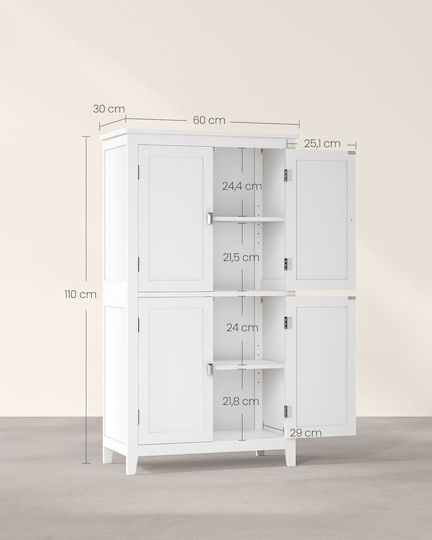 Vasagle Bathroom Cabinet L60xW30xH110cm White