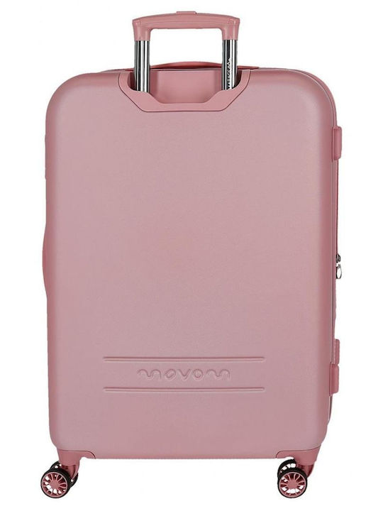 Movom Large Hard Pink Suitcase with 4 Wheels Height 80cm