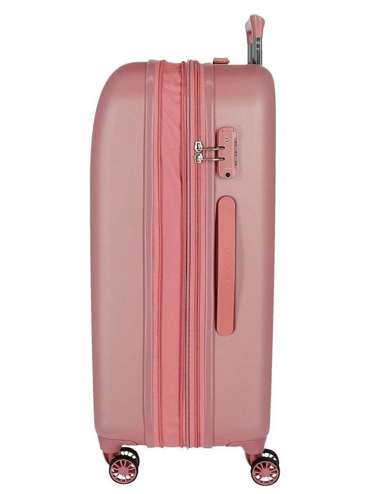 Movom Large Hard Pink Suitcase with 4 Wheels Height 80cm