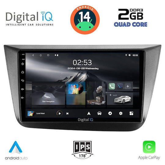 Digital IQ Sistem Audio Auto pentru Seat Altea 2004-2015 (Bluetooth/USB/AUX/WiFi/GPS/Apple-Carplay/Android-Auto) cu Ecran Tactil 9"