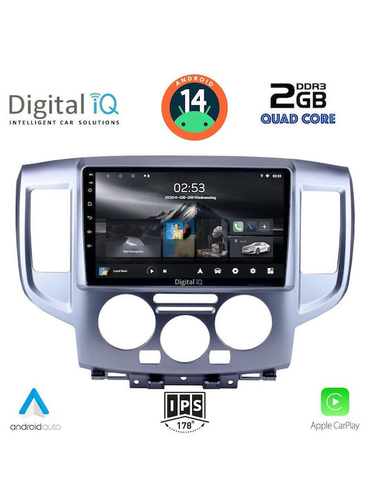 Digital IQ Car Audio System for Nissan NV200 2009 (Bluetooth/USB/AUX/WiFi/GPS/Apple-Carplay/Android-Auto) with Touch Screen 9"