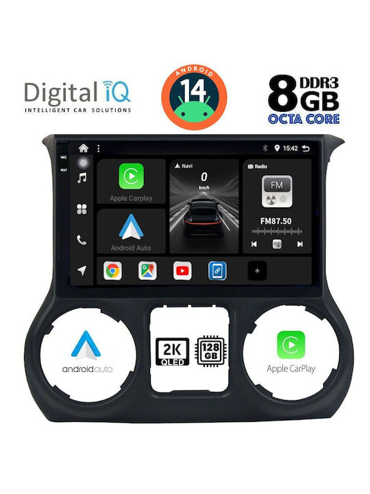 Digital IQ Car Audio System for Jeep Wrangler 2014-2017 (Bluetooth/USB/AUX/WiFi/GPS/Apple-Carplay/Android-Auto) with Touch Screen 10"